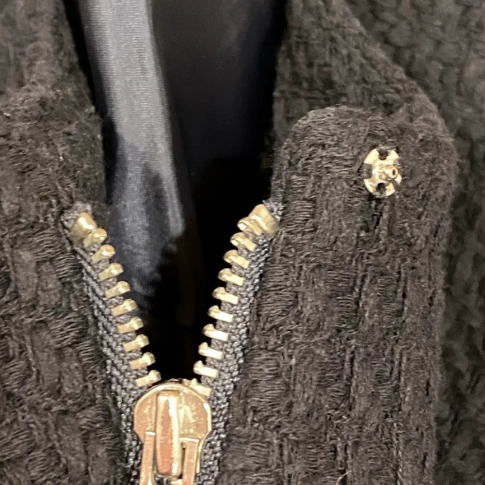 Talbots Navy Blue Swing Jacket Blazer Woven 12 P Petites Preppy Outdoorsy Form - Picture 6 of 10